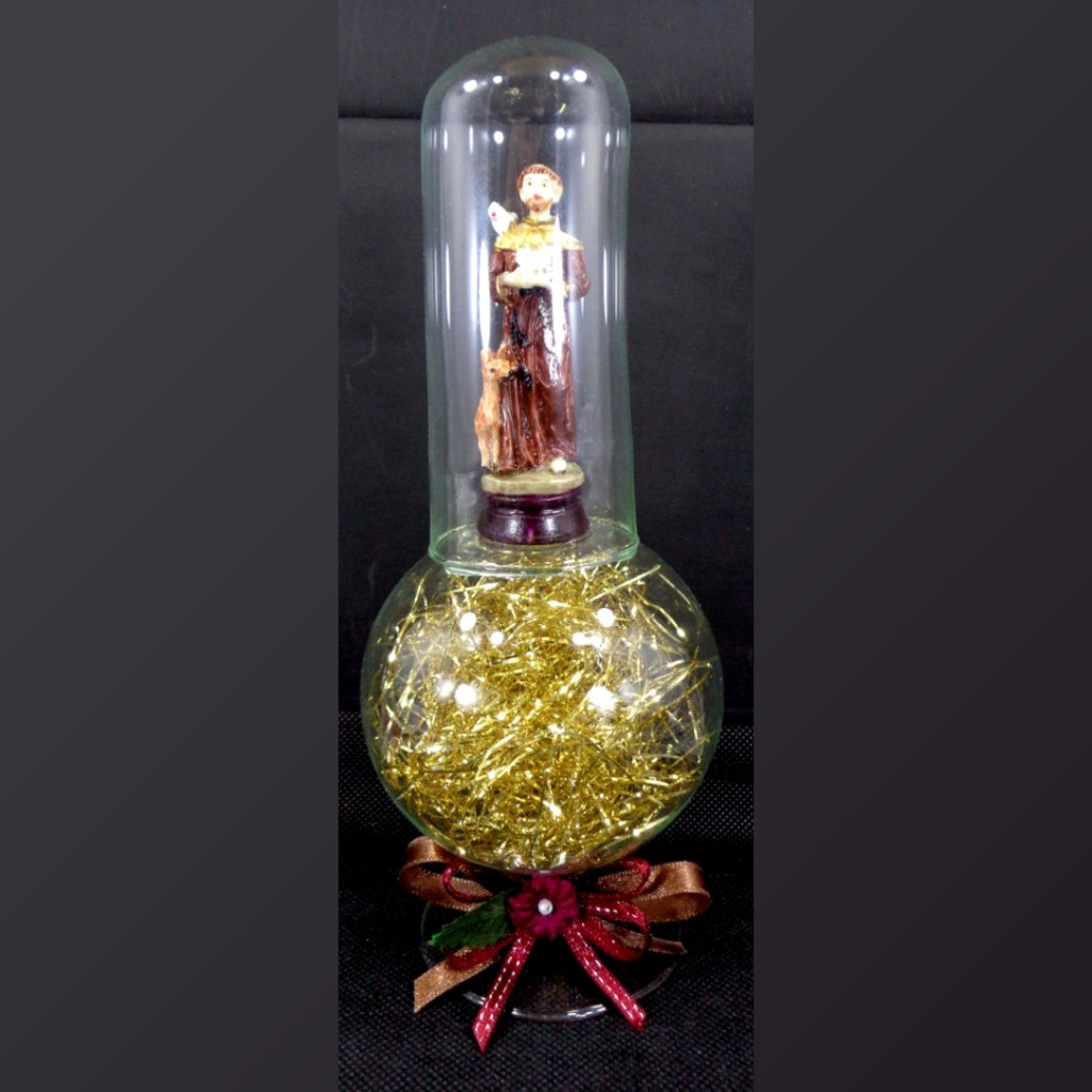 Saint Anthony de Padua Religious Figurines Home Decor Accents in Double Glass