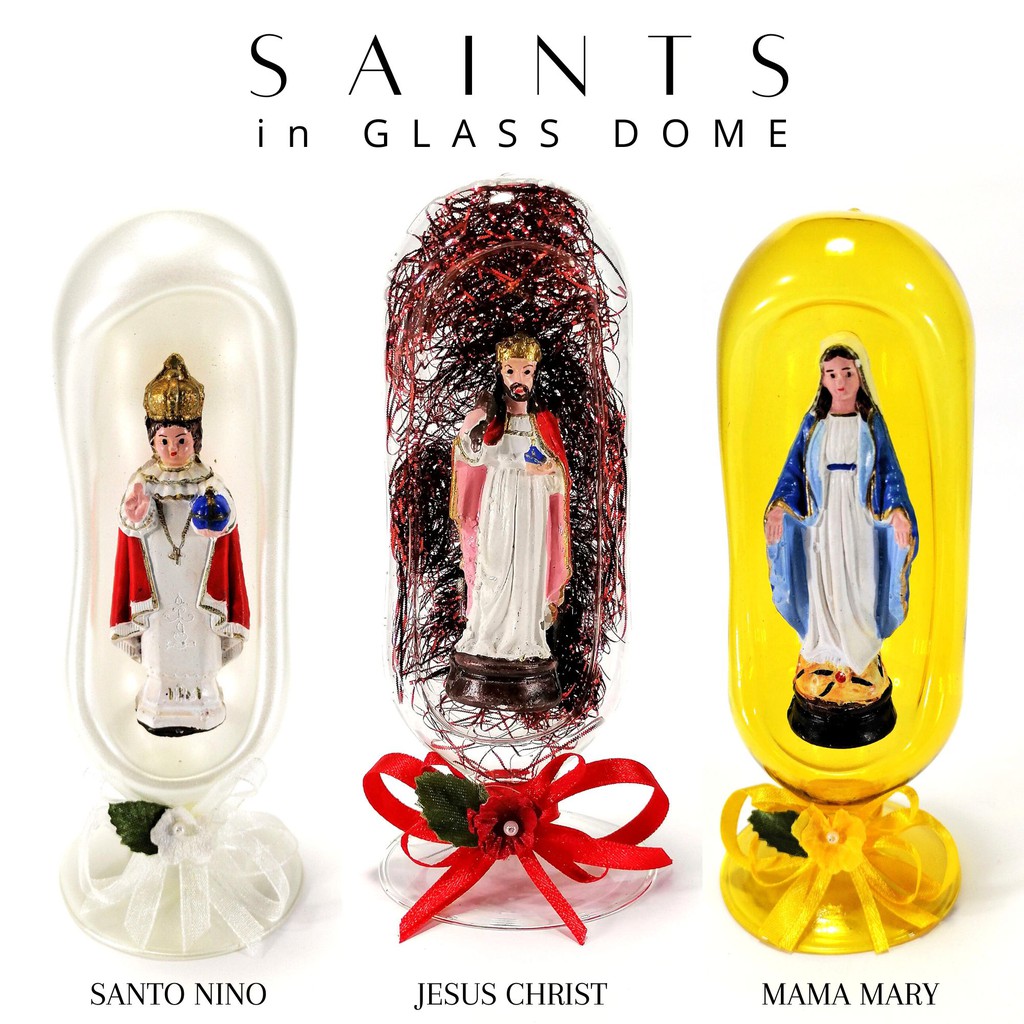 Chibi Saints in Glass Dome Religious Items Catholic Height: 6-7 Inches