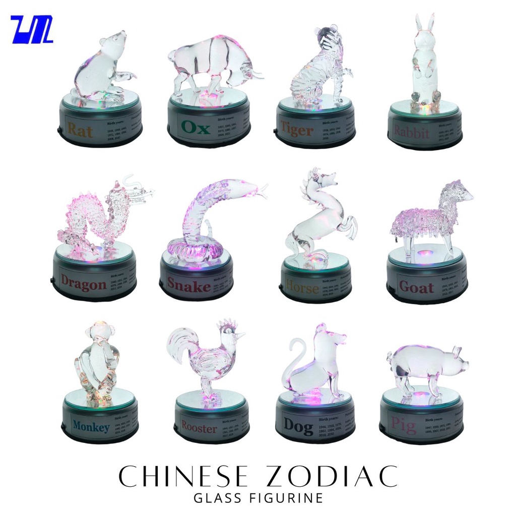 2023 Year of the Rabbit Zodiac Sign Animal Glass Figurine for Wealth and Luck Feng Shui Home Decor