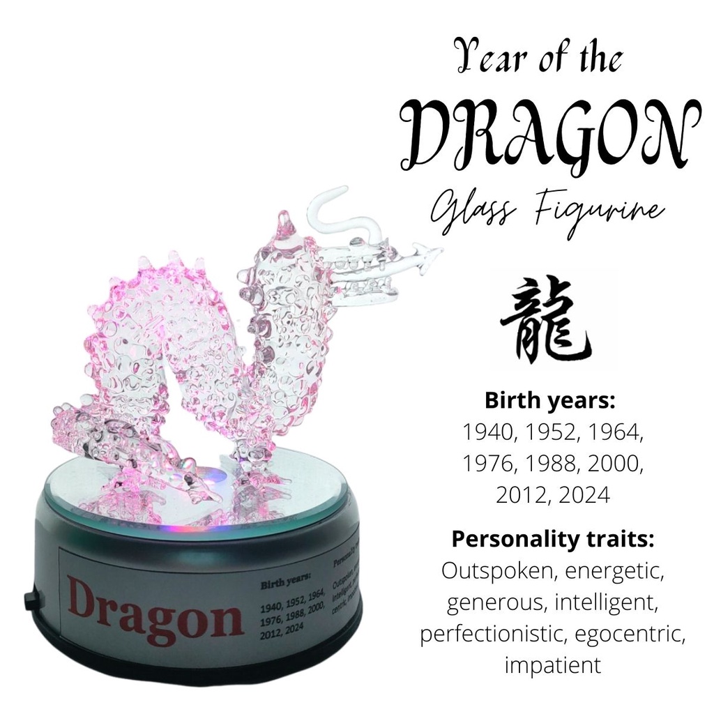 Year of the Dragon Chinese Zodiac Sign Lucky Charm Figurine For 2022 with Rotating Base