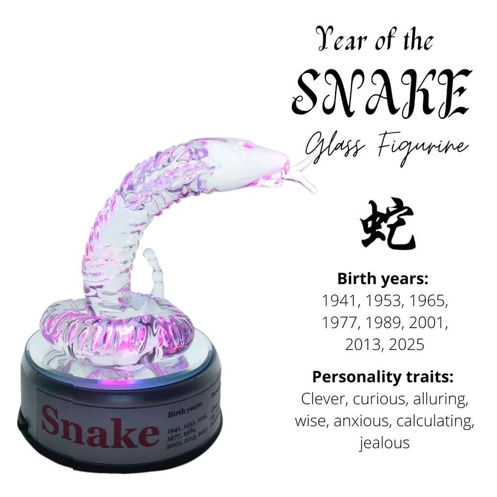Year of the Snake Chinese Zodiac Sign Lucky Charm Figurine with Rotating Base