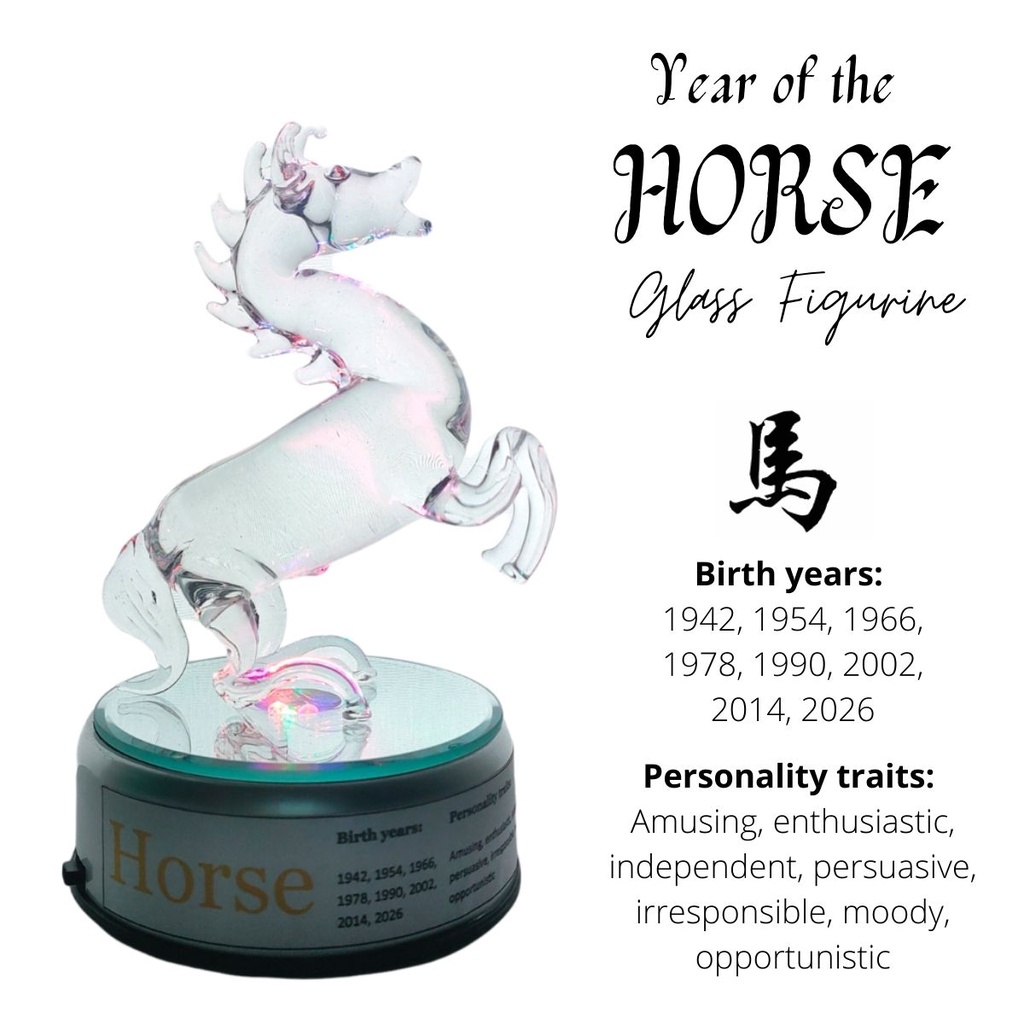 Horse Lucky Charm Figurine Chinese Zodiac Sign with Rotating Base
