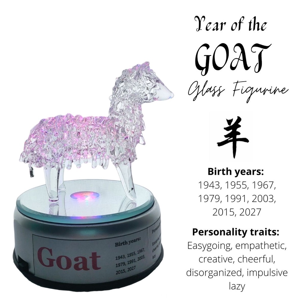 Sheep Chinese Zodiac Sign Lucky Charm Figurine with Rotating Base