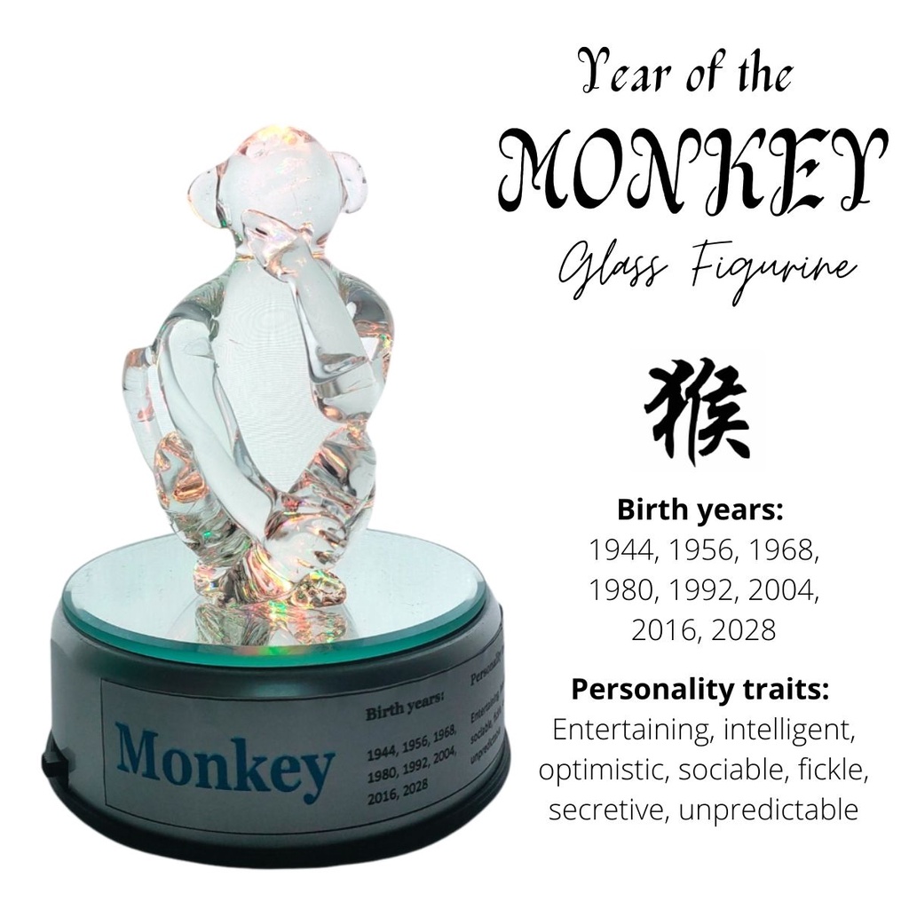 Monkey Chinese Zodiac Sign Lucky Charm figurine with Rotating Base