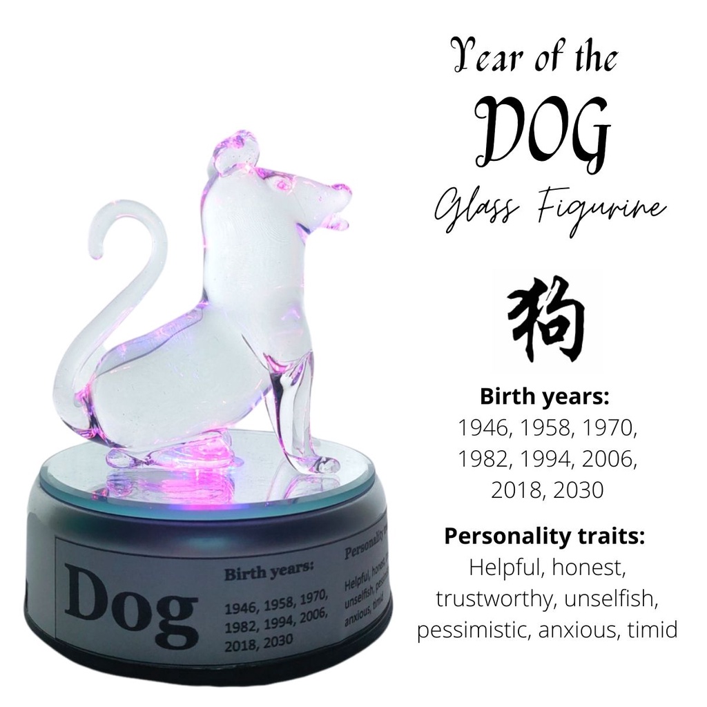 Dog Chinese Zodiac Sign Lucky Charm Figurine with Rotating Base