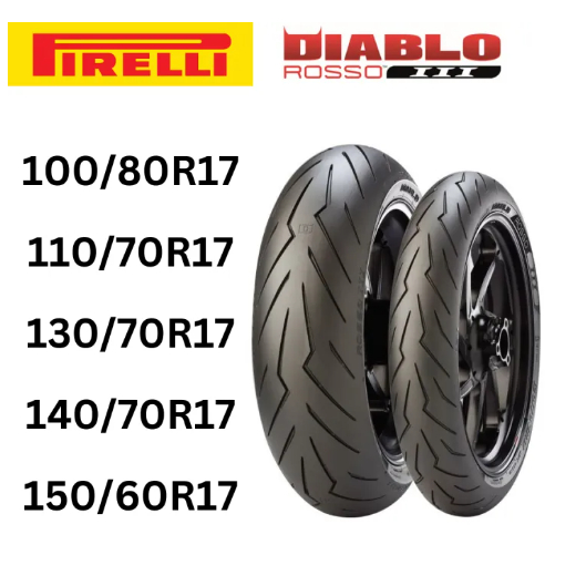 PIRELLI DIABLO ROSSO III - RADIAL R17 (100/80, 110/70, 130/70, 140/70, 150/60)