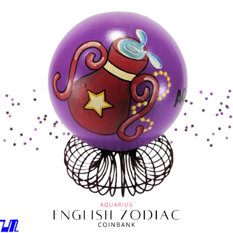 Alkansya Coin Bank for Kids English Aquarius Zodiac Sign