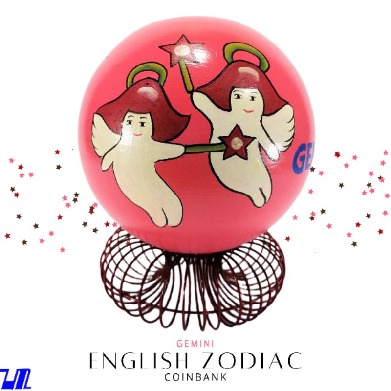 Alkansya Coin Bank for Kids English Gemini Zodiac Sign