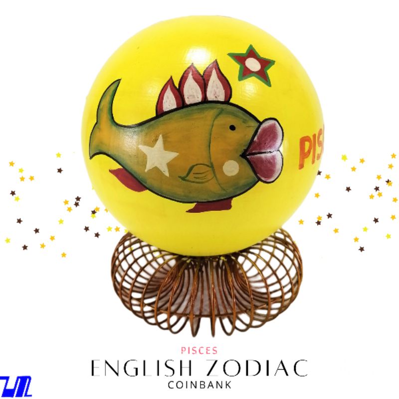 Alkansya Coin Bank for Kids English Pisces Zodiac Sign