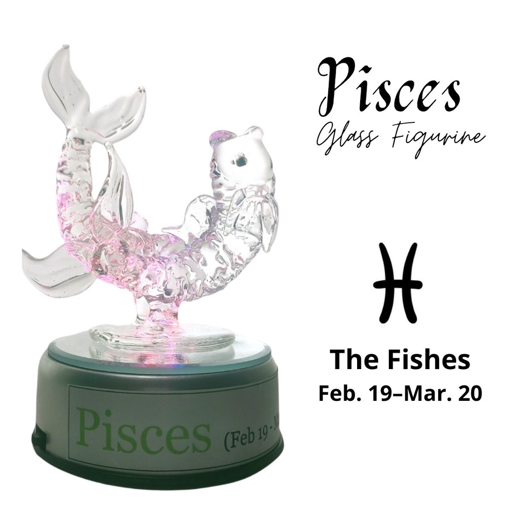Pisces Fish Zodiac Sign Glass Figurine Horoscope Collection