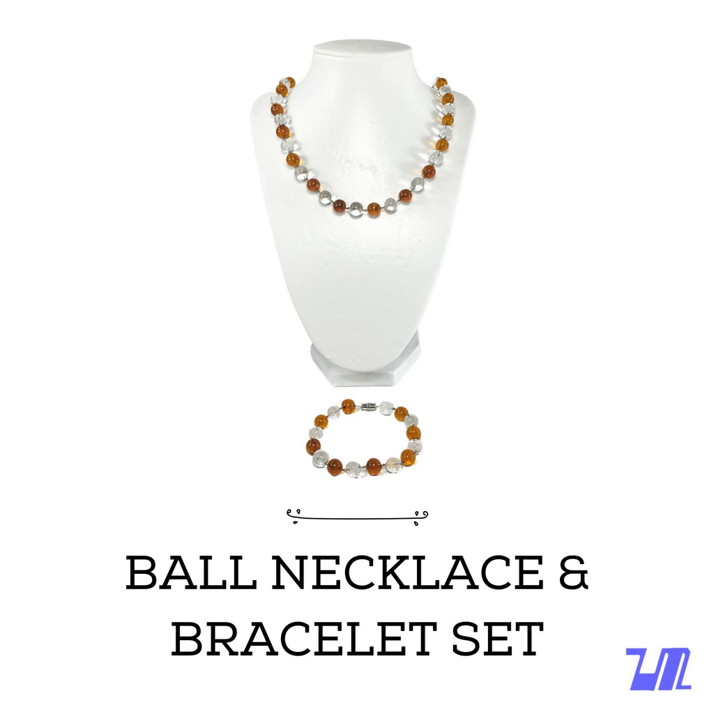 Liman Glass Beads Necklace For Women with Bracelet Set