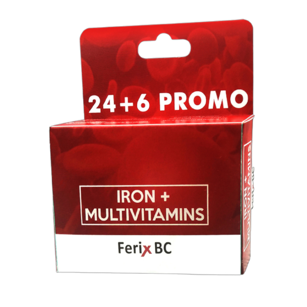 Ferix BC - Iron plus Multivitamins 24+6 Promo Capsules for Iron deficiency Anemia