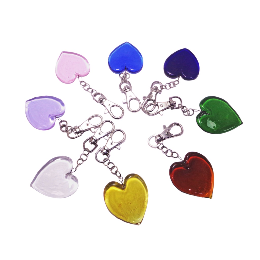 Glass Heart-shaped Pendant Key Chain Holder for Ladies Bag Charm, Wallet, Phone