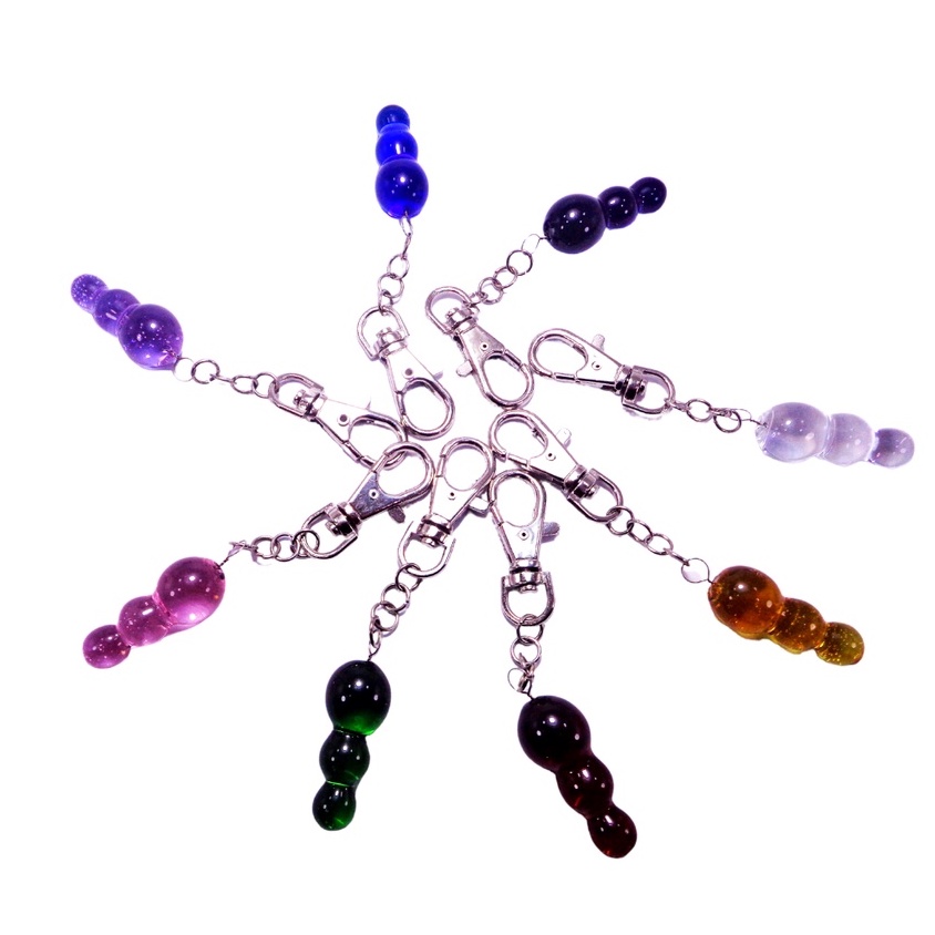 3 Ball Key Holder Glass Ring Chain Keychain Fashion Artisan
