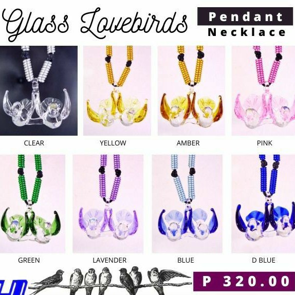 Love Birds Glass Pendant Couple Necklace
