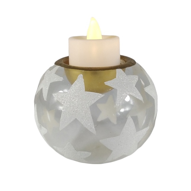 6pc Glass Tealight Candle Holder Home Decoration White Stars GTL 7103