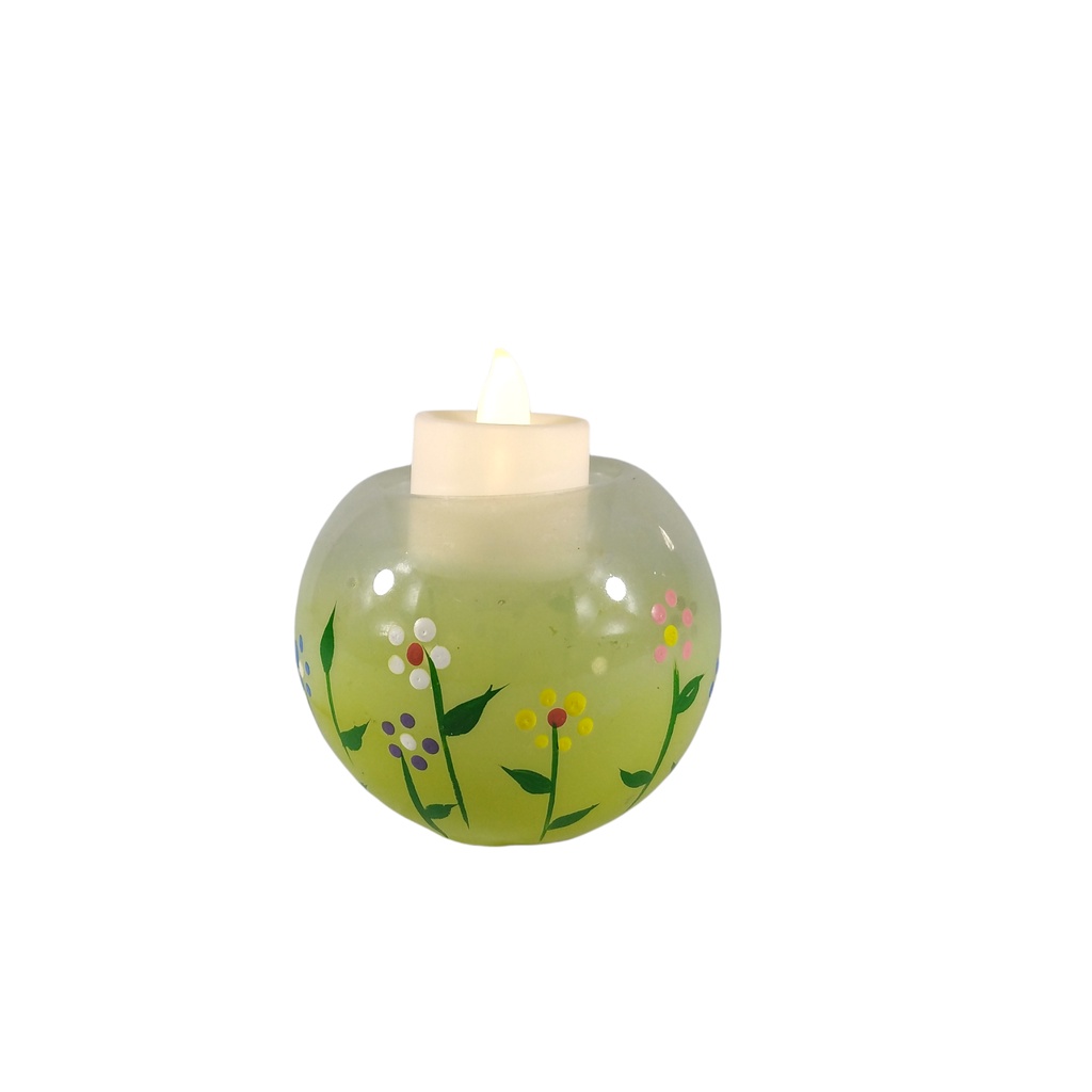 6pc Set Handpainted Glass Tealight Candle Holder Home Decoration Yellow Flowers GTL 7106