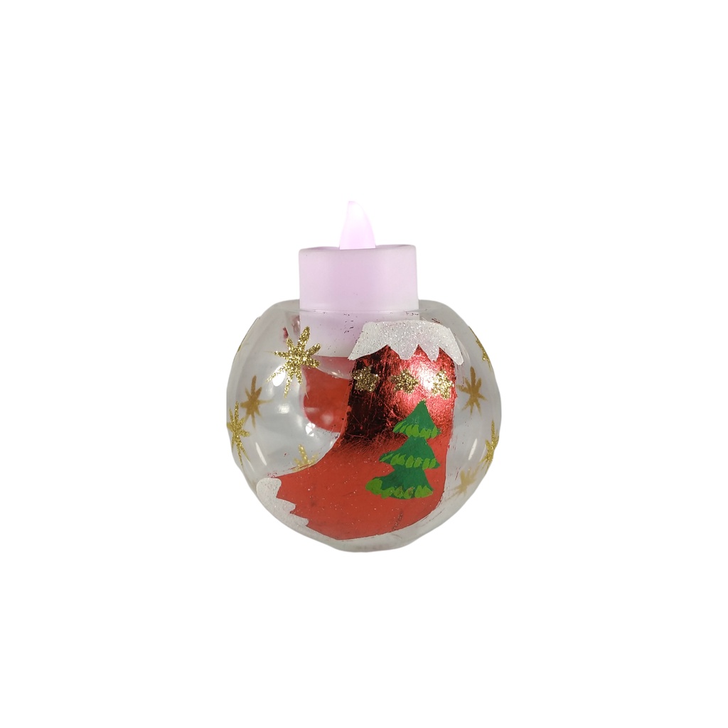 6pc Set Handpainted Glass Tealight Candle Holder Christmas Sock GTL 7110