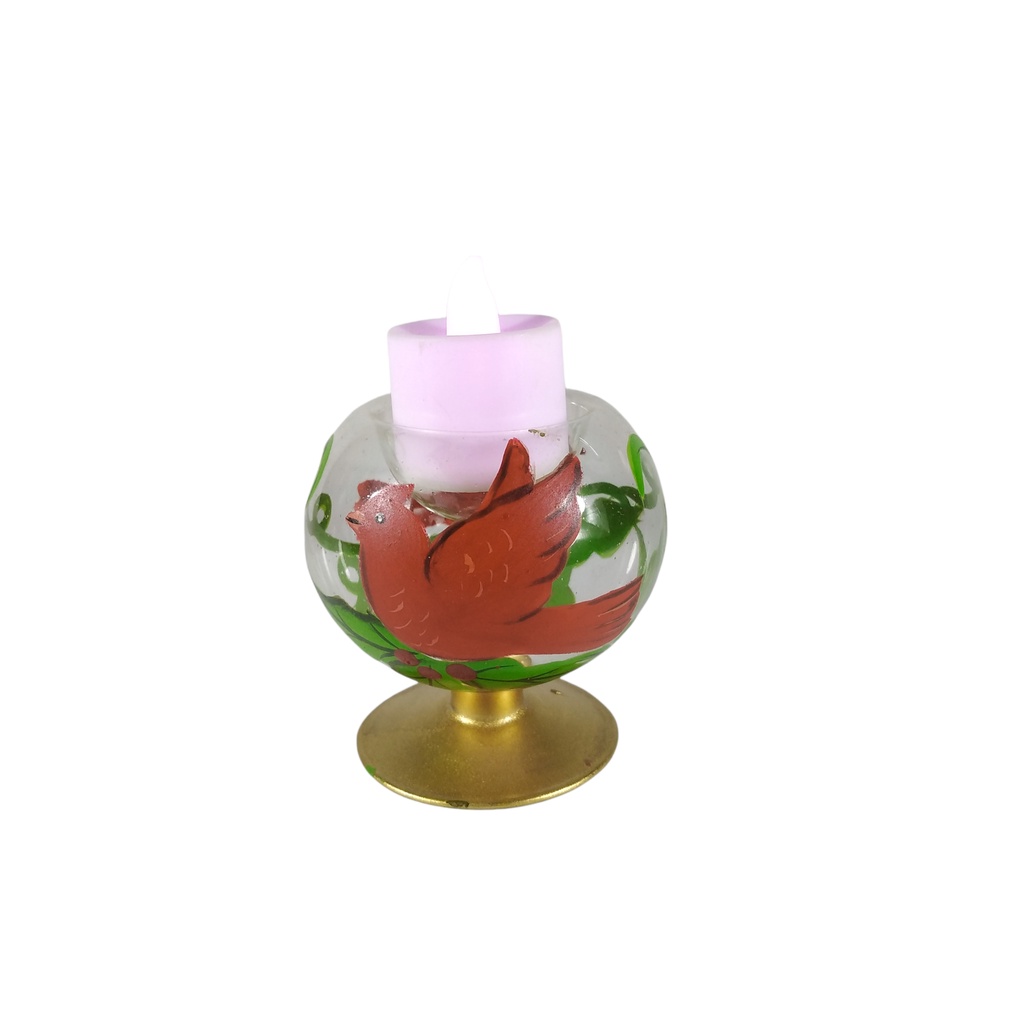 6pc Set Handpainted Glass Tealight Candle Holder Bird Design GTL 7114