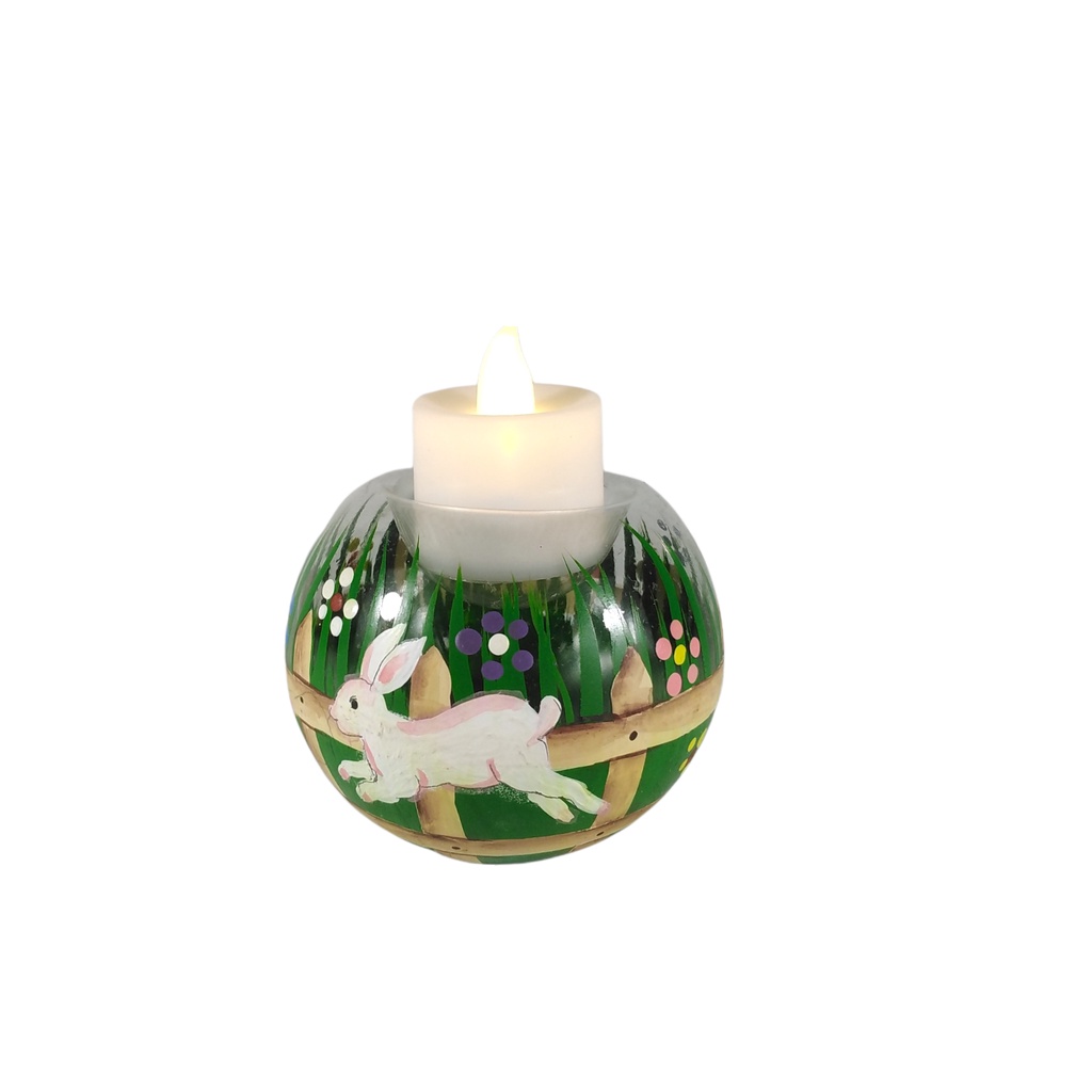 6pc Set Handpainted Glass Tealight Candle Holder Home Decoration Rabbit GTL 7122