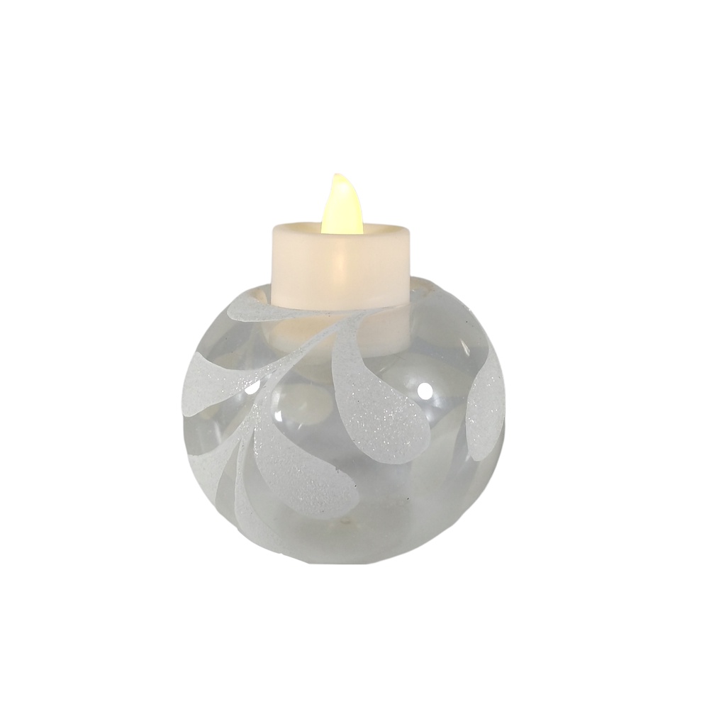 6pc Set Handpainted Glass Tealight Candle Holder Home Decoration White Leaves GTL 7123