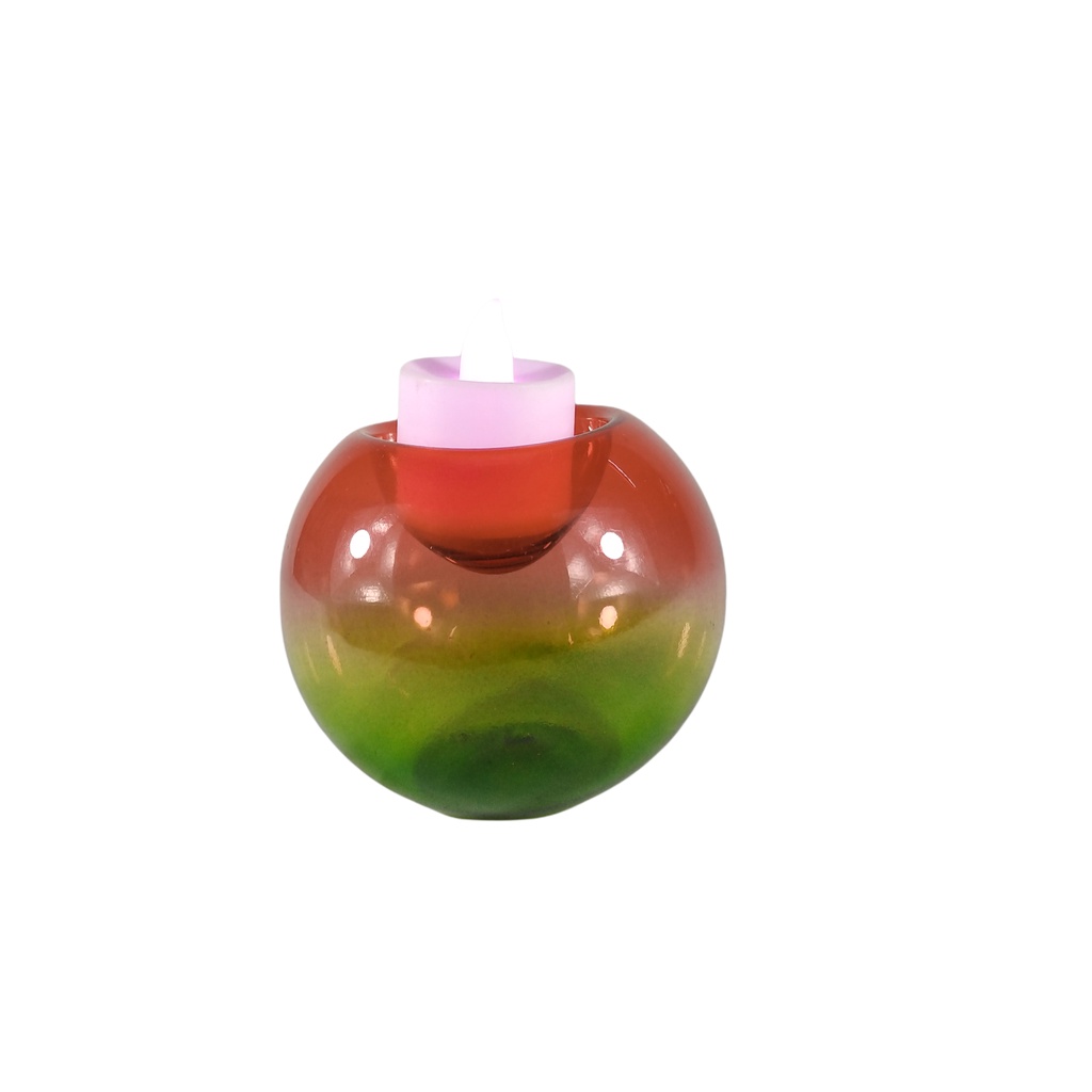 6pc Set Handpainted Glass Tealight Candle Holder Red & Green Fade GTL 7127