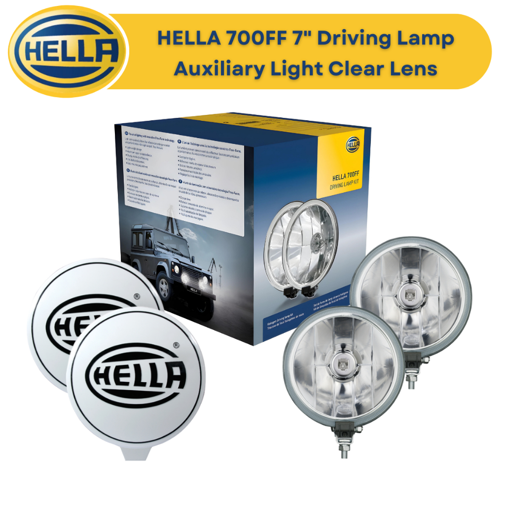 Hella 700Ff 7" Driving Lamp 12V (Set Of 2) - 010 032 801 Auxiliary Light Clear Lens
