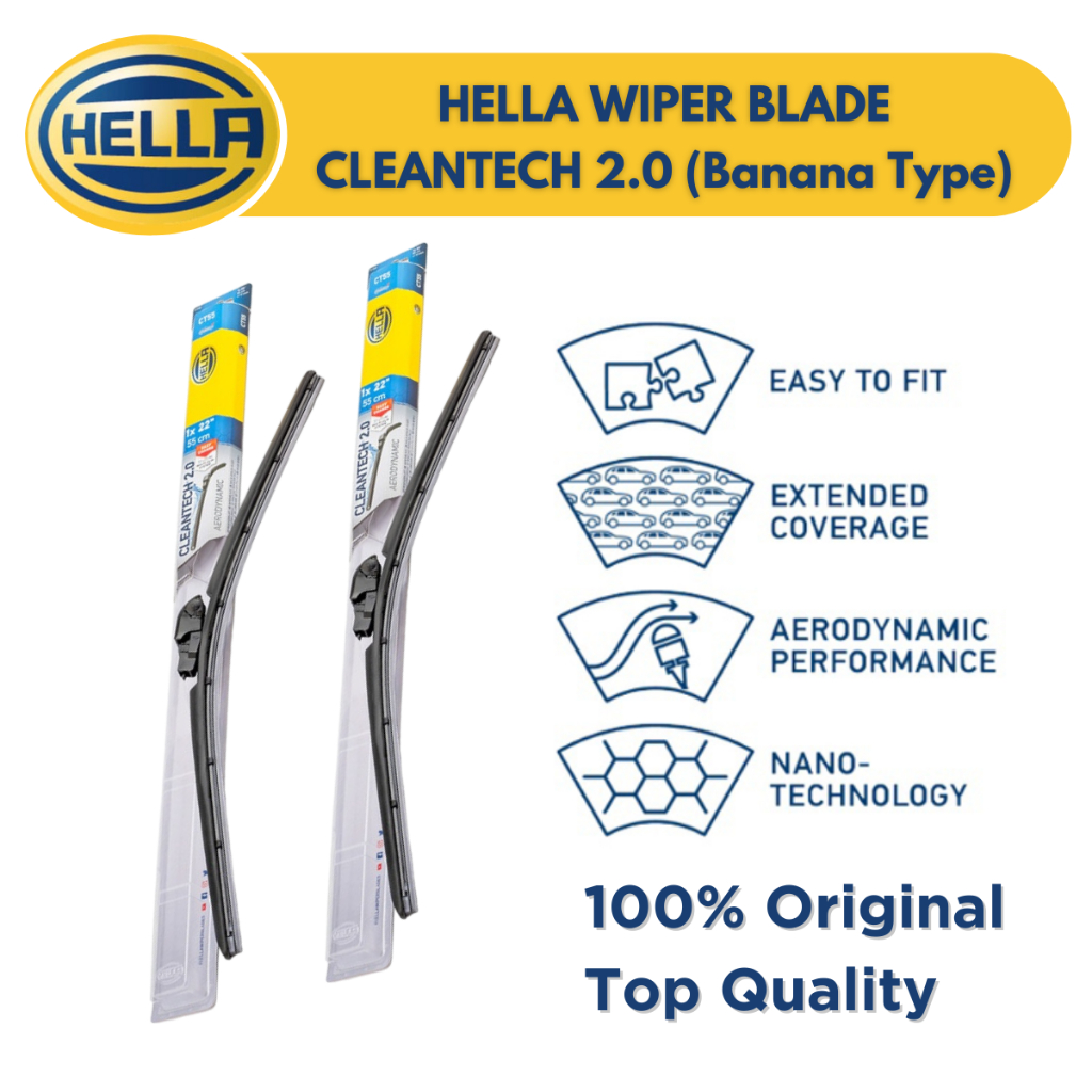 Hella Wiper Blade (Banana Type) CLEANTECH 2.0 (14, 15, 16, 17, 18, 19, 21, 24, 28)