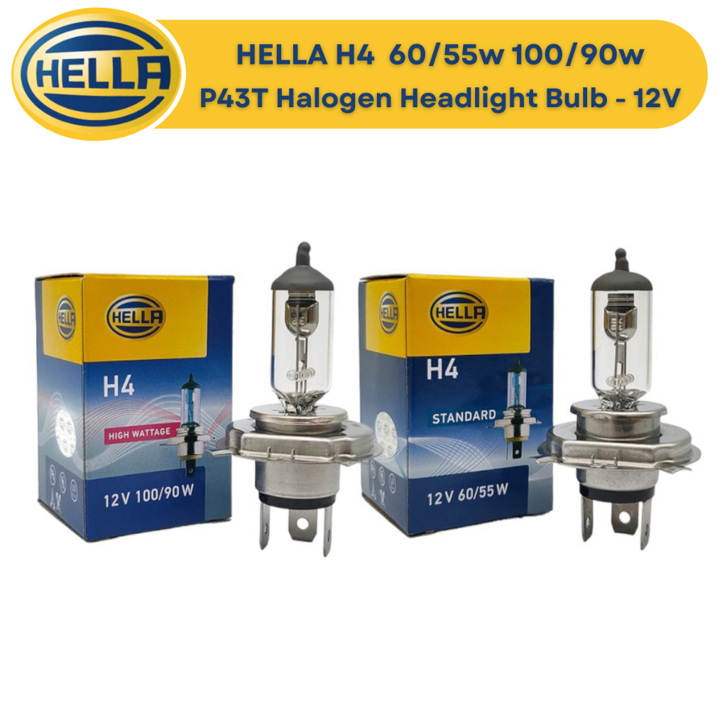 Hella H4 12v 100/90w - 60/55w P43T Halogen Headlight bulb - 1pc