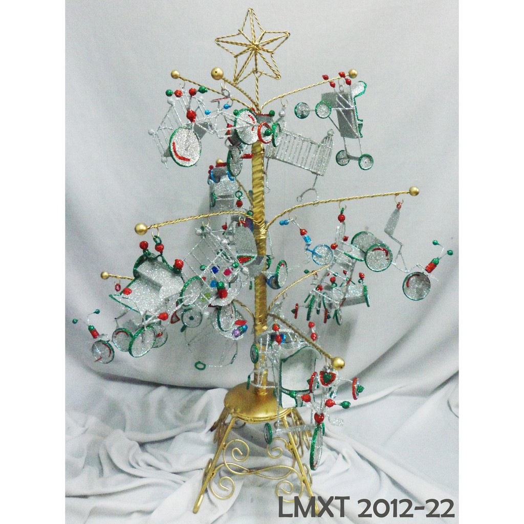 Tabletop Mini Christmas Tree w/ tins and wires ornaments for babies (silver - all)