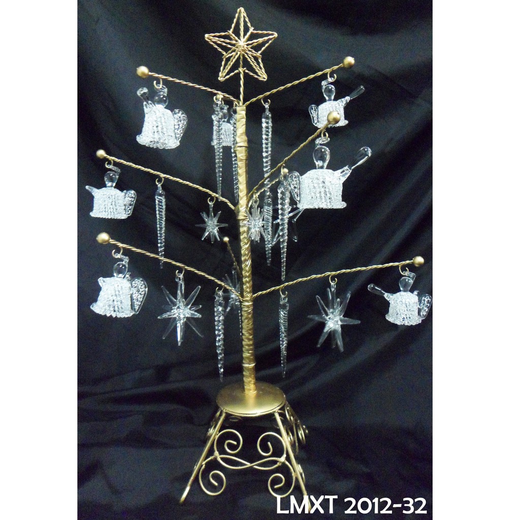 Tabletop Mini Christmas Tree w/ asstd. Ornaments pyrex