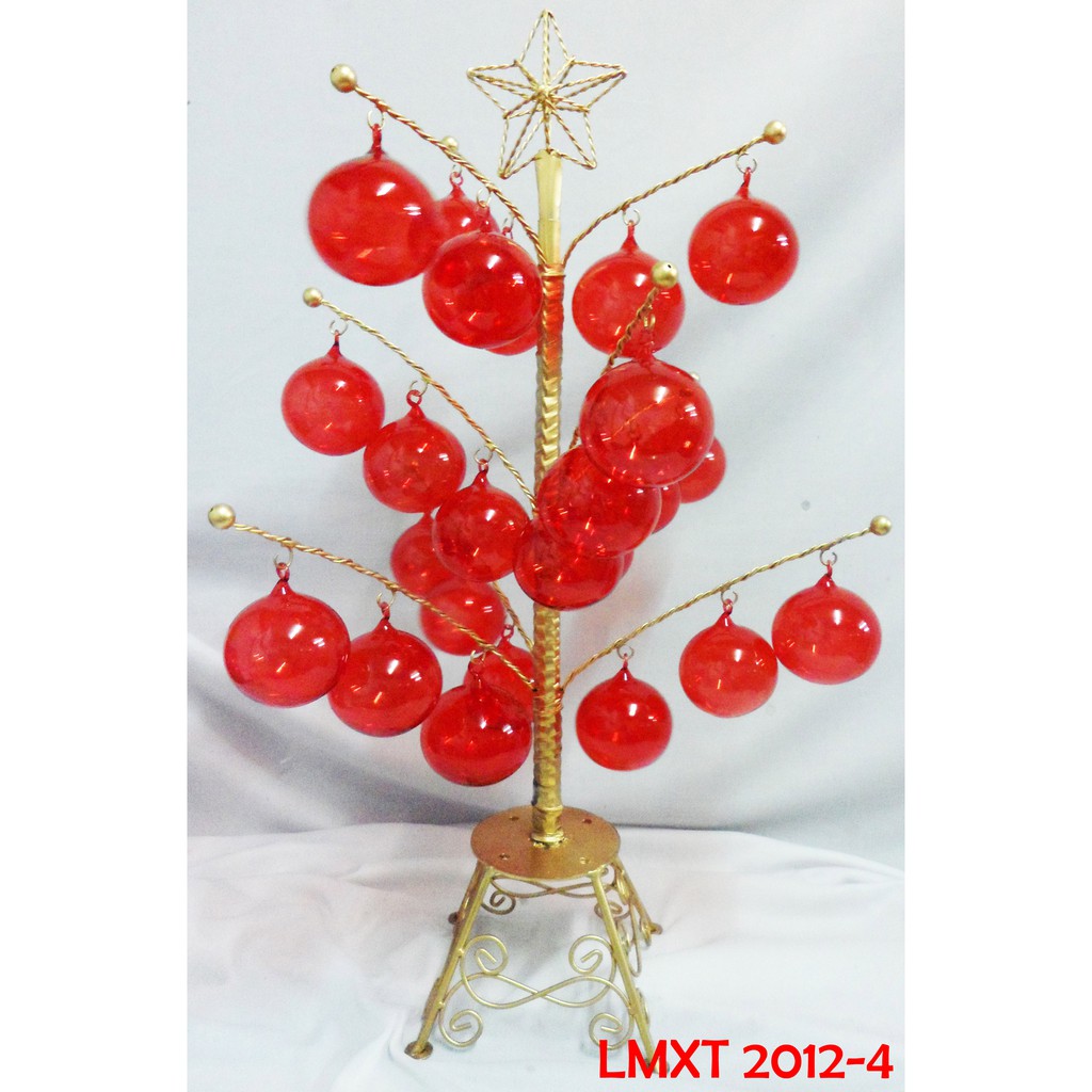 Tabletop Mini Christmas Tree with Mini Red Glass Ball Xmas Ornaments