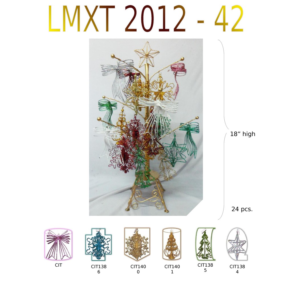 Tabletop Mini Christmas Tree with Tins and Wires Silhouette Ornaments