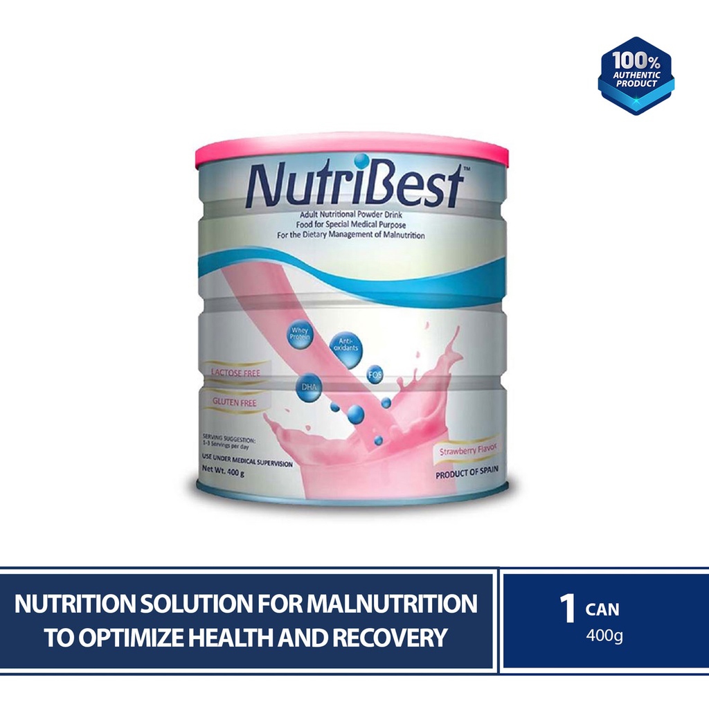 Nutribest Strawberry 400g Can (Oral Nutrition Solution For Malnutrition To Optimize Health & Recover
