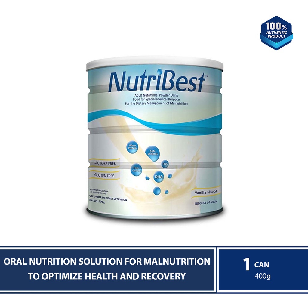 Nutribest Vanilla 400g Can (Oral Nutrition Solution For Malnutrition To Optimize Health & Recovery)