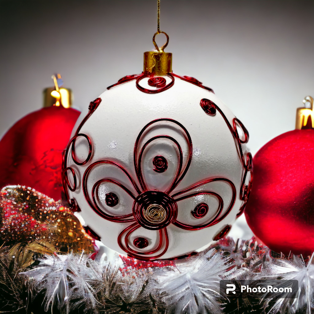 4pc Set Christmas Balls Big Size Colored Ornaments with Aluminum Wire Design