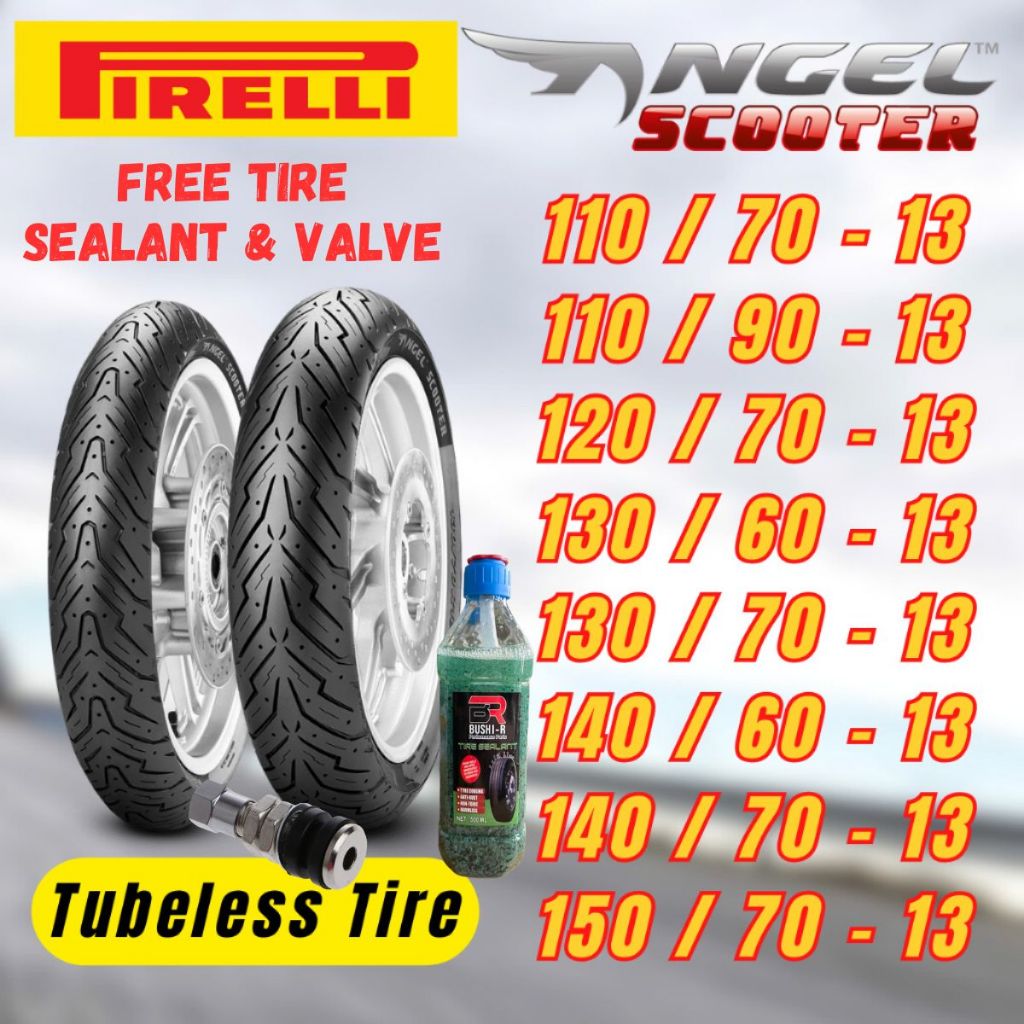 Pirelli Angel Scooter Tubeless Tire Size x13 Scooter Tire (Free Tire Sealant & Pito)