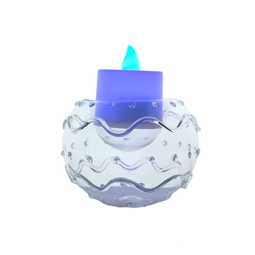 Pyrex Glass Tealight Candle Holder for Table Dotted Curves Design