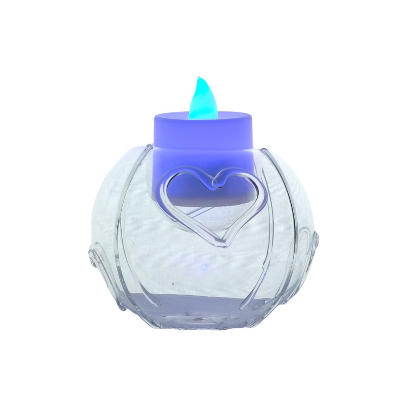 Pyrex Glass Tealight Candle Holder for Table Heart Design