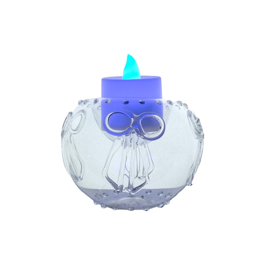 Pyrex Glass Tealight Candle Holder for Table Ribbon Design