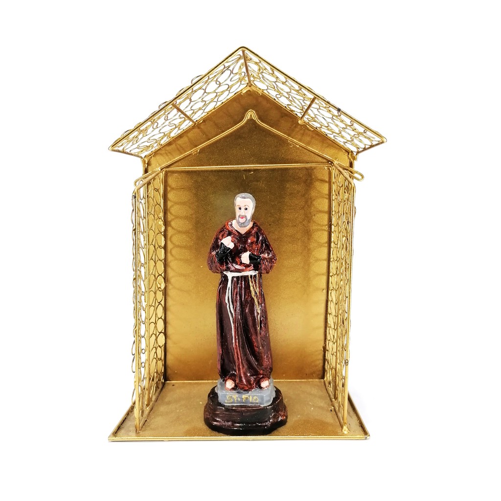 Padre Pio Statue Big Religious Figurines Home Decor Accents in Tin House
