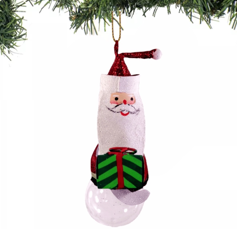 Santa Claus with Gift Christmas Ornaments Hanging 4.5"