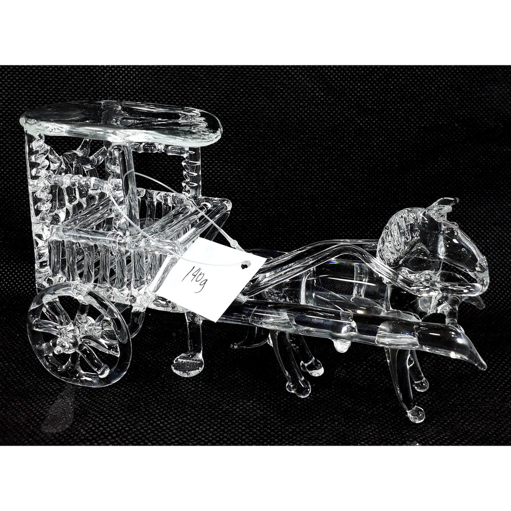 Pyrex Glass Philippine Kalesa Karitela Horse Driven Carriage Figurine Display Item Home Decor