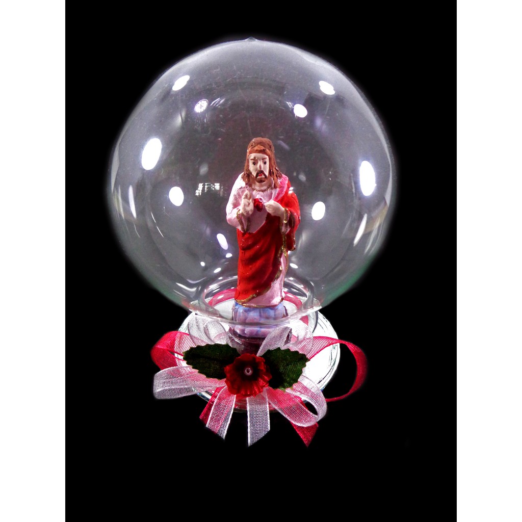 JESUS IN CLEAR GLASS BALL- {Jesus Christ} Catholic Decor for Home Altar Table