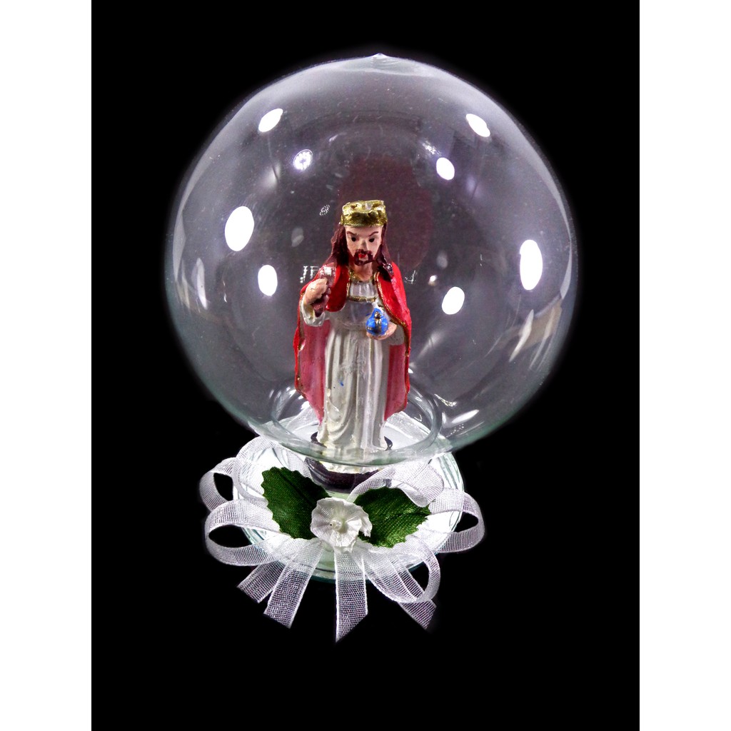 JESUS IN CLEAR GLASS BALL- {Jesus Christ} Catholic Decor for Home Altar Table