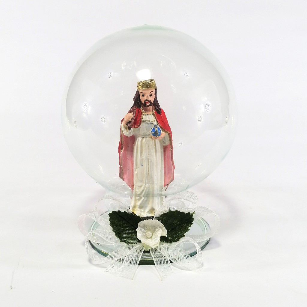 Sacred Heart of Jesus Statue Religious Figurines Home Decor Accents in Glass Ball 4"