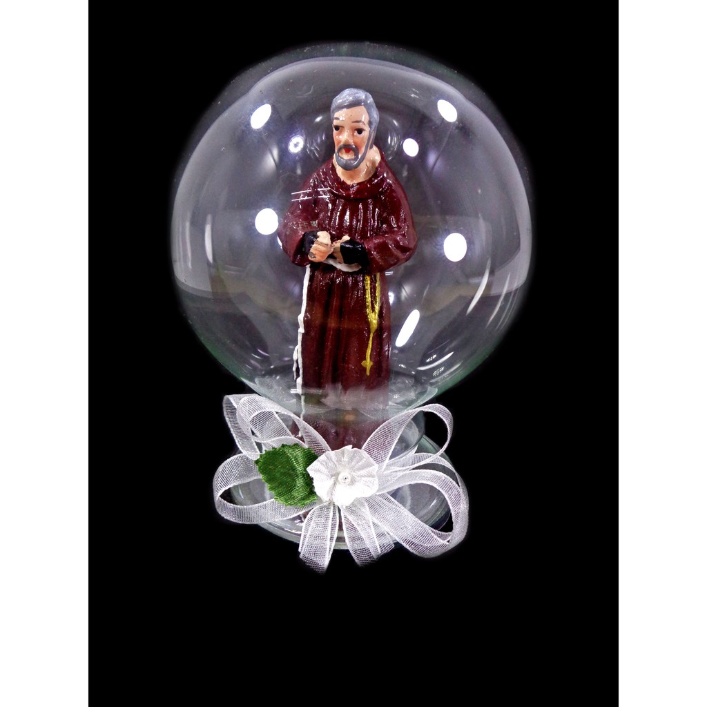 Padre Pio Religious Figurines Home Decor Display in Glass Ball 4"