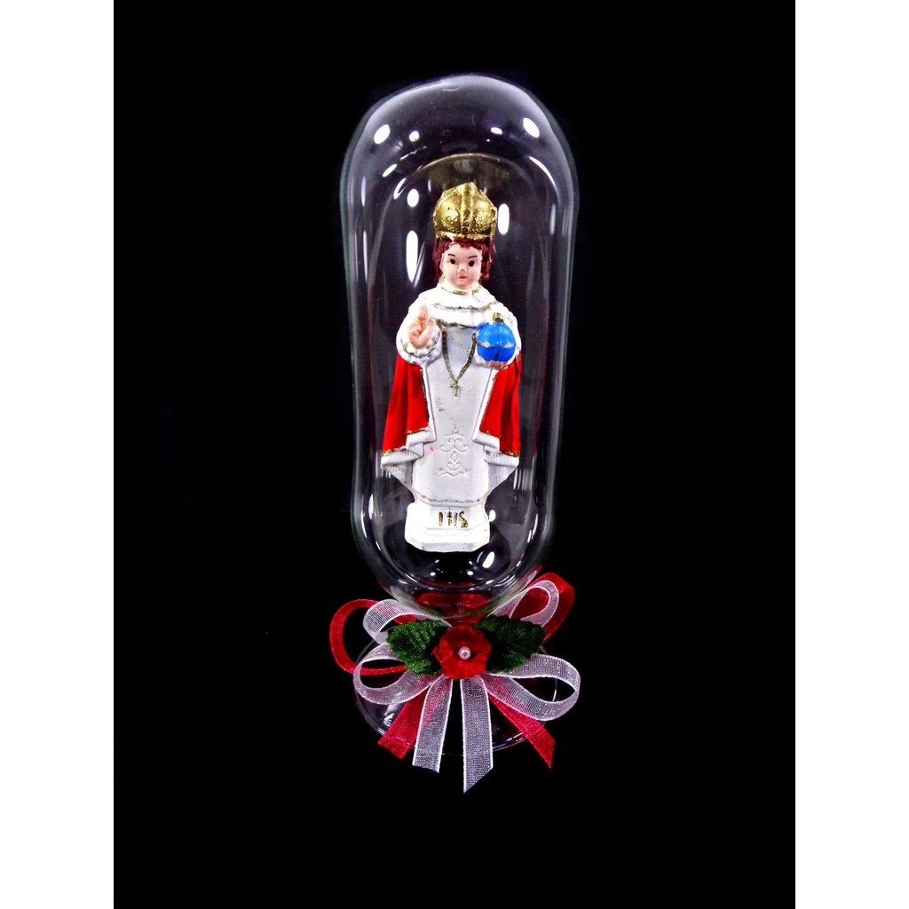 Santo Nino Religious Figurines Home Decor Accents in Glass Dome 7"