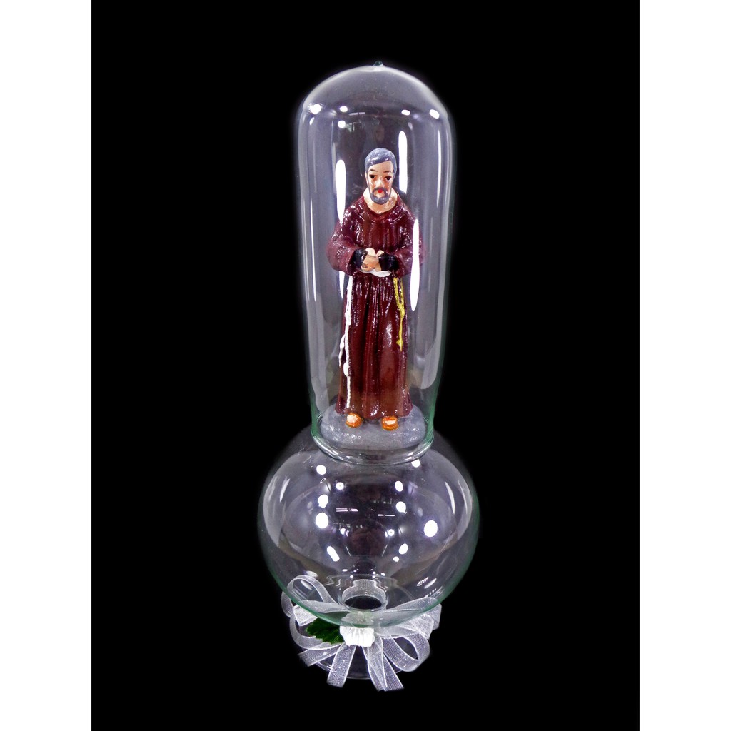 Padre Pio Religious Figurines Home Decor Display in Glass Dome 7"