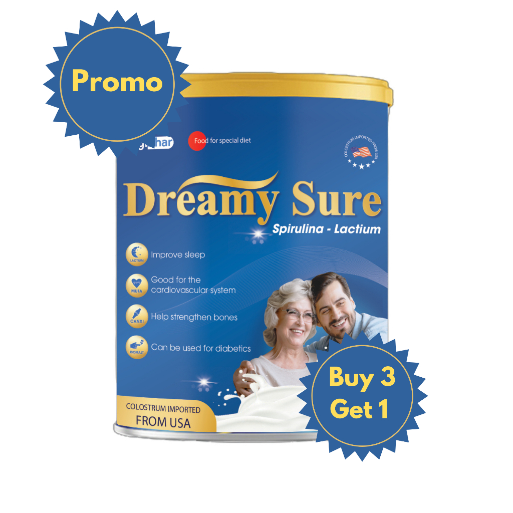 Dreamy Sure Adult Milk Spirulina Lactium helps with insomia and Strengthen Bones 400g - 3+1 Can